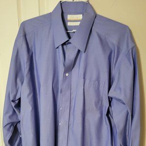 Men's Gold Label Blue Dress Shirt Non-Iron Size 17.5 x 34